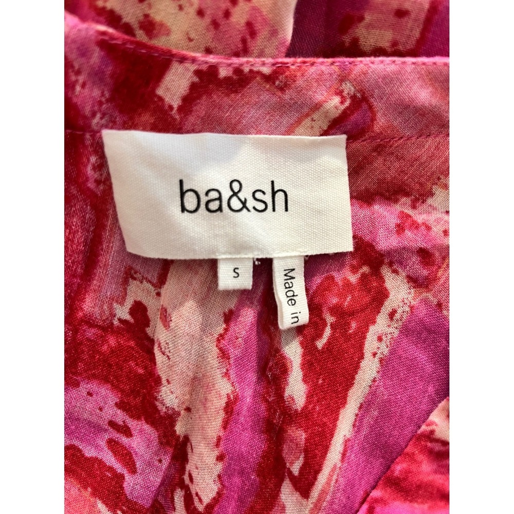 Ba&sh Pink Talita Abstract Print V Neck‎ Short Sleeve Mini Dress Size Small - Picture 6 of 7